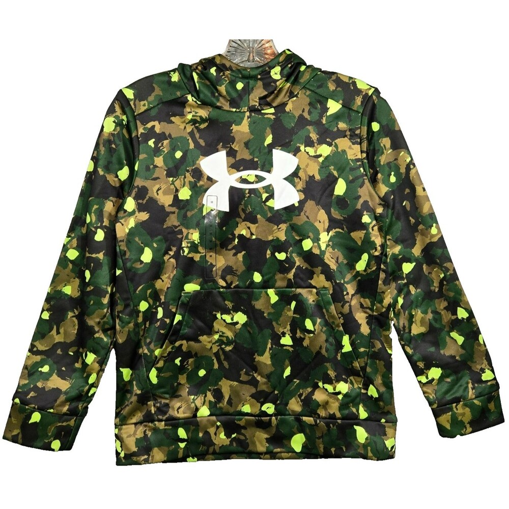 NWT Under Armour YL Youth Large Loose Fit Hoodie Green Camouflage